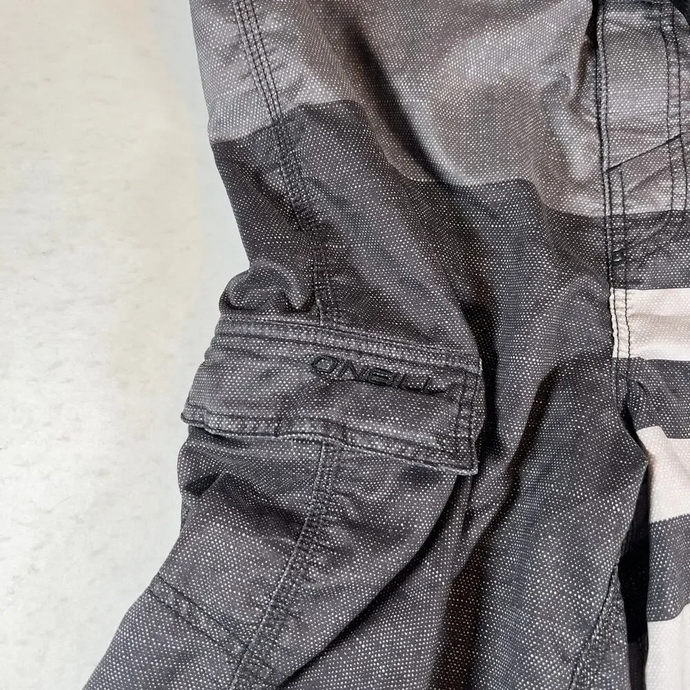 O'Neill Boardshort Men 34W Side Pocket Hook/Loop Fly & String Swim Beach Grey